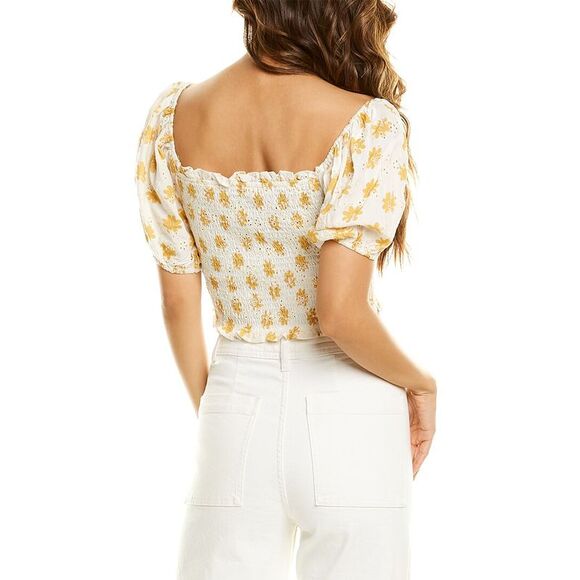 Botanik Studio Womens  Smocked Top, Yellow - Picture 2 of 3